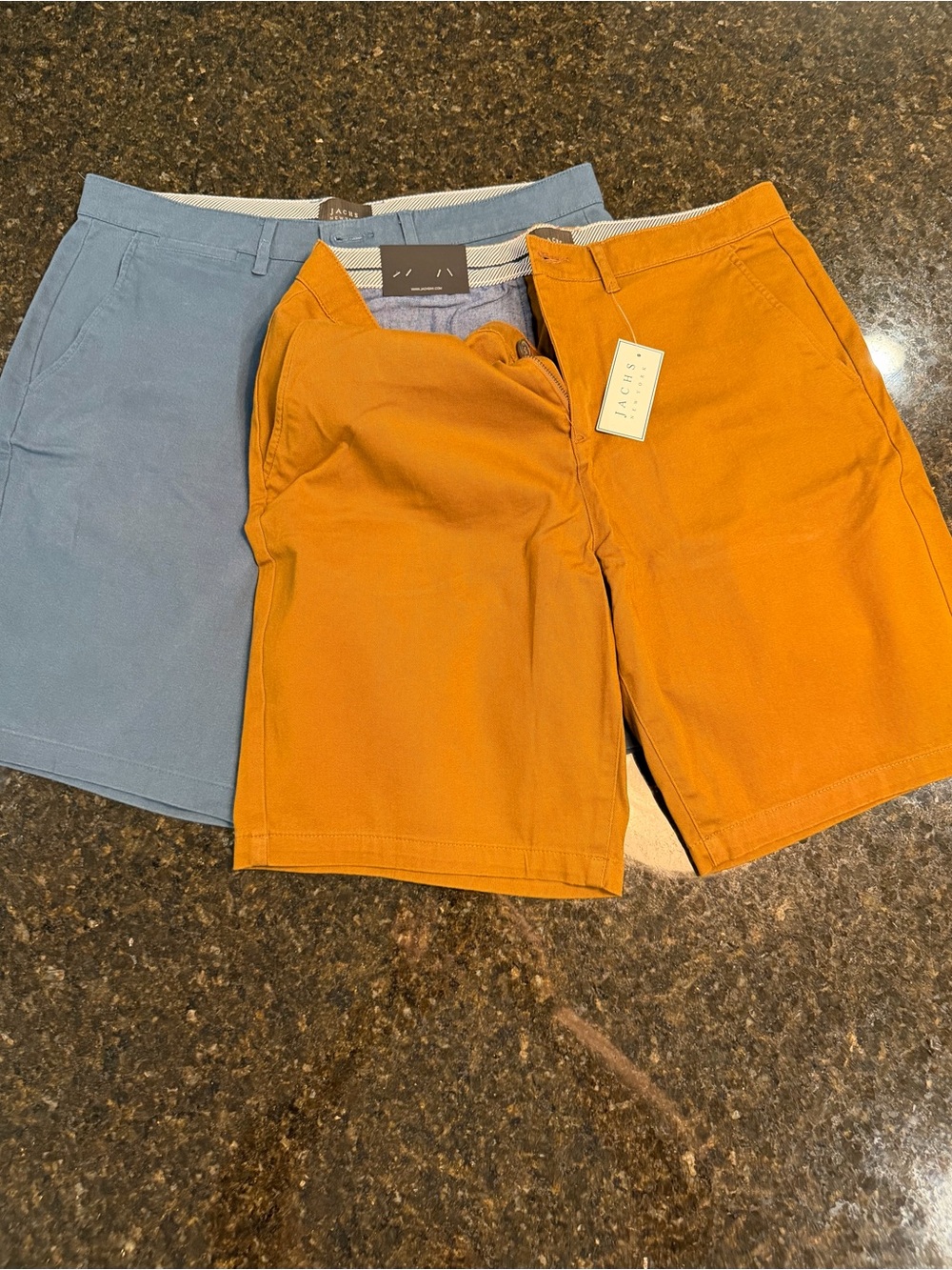 Jach’s of New York Men’s Stretch Chino Shorts - Blue and Amber - set of 2